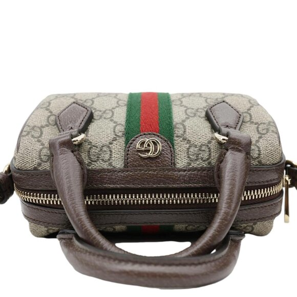 Gucci Ophidia Mini GG Supreme Canvas Boston Shoulder Bag Beige 838478 - Picture 5 of 13